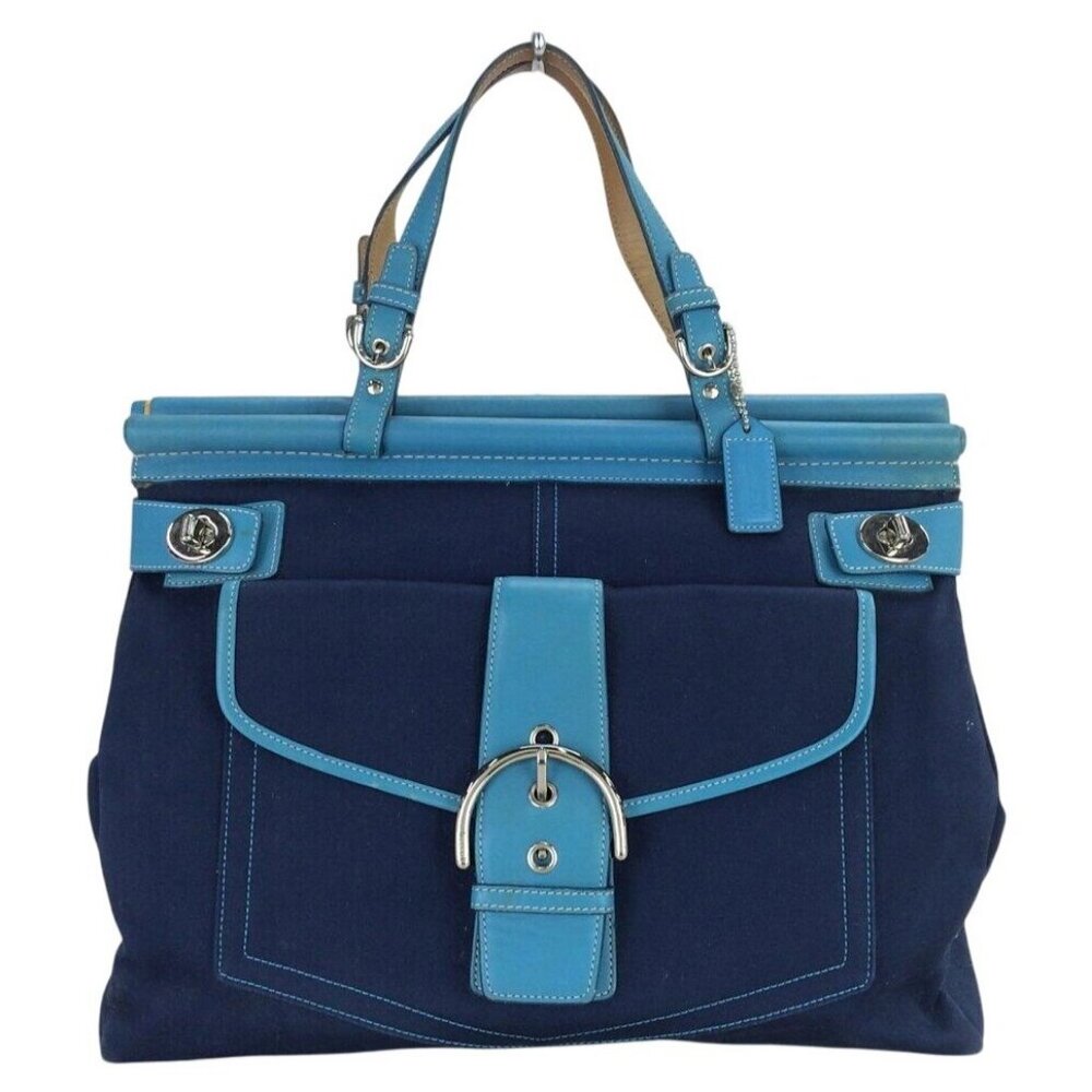 COACH RARE 2004 Limited Edition Soho Dowel Top Leather Satchel Light Blue & blue